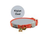 caramelos Güvenlik Kilit İsimli Kedi Tasması-Sallanmayan İsimlik-Çelik Kedi Künyesi- Kedi isimlik-Safety Click TURUNCU-BEYAZ-Tek Ebat