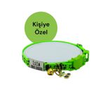 caramelos Güvenlik Kilit İsimli Kedi Tasması-SALLANMAYAN İSİMLİK-Çelik Kedi Künyesi- Kedi isimlik-Safety Click Yeşil-Tek Ebat