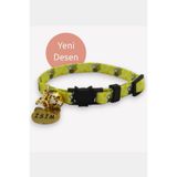 caramelos Güvenlik Kilitli Kedi Tasması, Isimli Kedi Tasması, Kedi Isimlik, Kedi Künyesi, Safety Click 4.DESEN-Tek Ebat