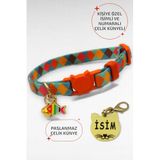 caramelos Güvenlik Kilitli Kedi Tasması, Isimli Kedi Tasması, Kedi Isimlik, Kedi Künyesi, Safety Click DESEN Y24-Tek Ebat