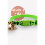 caramelos Güvenlik Kilitli Kedi Tasması, Isimli Kedi Tasması, Kedi Isimlik, Kedi Künyesi, Safety Click YEŞİL SİYAH-Standart