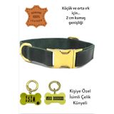 caramelos HAKİKİ DERİ KÖPEK BOYUN TASMASI, KİŞİYE ÖZEL KÜNYELİ-KÜÇÜK VE ORTA IRK- 2CM Haki-Tek Ebat