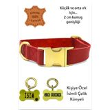 caramelos HAKİKİ DERİ KÖPEK BOYUN TASMASI, KİŞİYE ÖZEL KÜNYELİ-KÜÇÜK VE ORTA IRK- 2CM Kırmızı-Tek Ebat