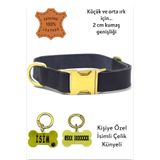 caramelos HAKİKİ DERİ KÖPEK BOYUN TASMASI, KİŞİYE ÖZEL KÜNYELİ-KÜÇÜK VE ORTA IRK- 2CM Lacivert-Tek Ebat