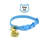 caramelos isimli, Güvenlik Kilitli Kedi Tasması-, isimlikli Kedi Tasması, Kedi Künyesi, Safety Click MAVİ 1-Tek Ebat