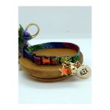 caramelos- Isimli Kedi Boyun Tasması-1cm-ayarlanabilir-yumuşak Dokulu Özel Kumaş-desenli Zil-şık Aksesuar mor-Standart