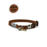 caramelos İsimli Kedi Tasması, isimlikli Kedi Tasması, Kedi Künyesi, Sallanmayan İsimlik, Kedi İsimlik Çelik Kahverengi-Tek Ebat