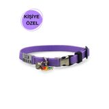 caramelos İsimli Kedi Tasması, isimlikli Kedi Tasması, Kedi Künyesi, Sallanmayan İsimlik, Kedi İsimlik Çelik Lila-Tek Ebat