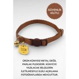 caramelos İSİMLİ KEDİ TASMASI KEDİ İSİMLİK KİŞİYE ÖZEL-EKO SERİSİ KAHVE (GOLD KÜNYE)-Tek Ebat