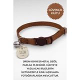caramelos İSİMLİ KEDİ TASMASI KEDİ İSİMLİK KİŞİYE ÖZEL-EKO SERİSİ KAHVE (SILVER KÜNYE)-Tek Ebat