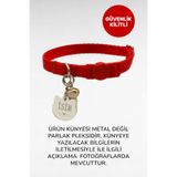 caramelos İSİMLİ KEDİ TASMASI KEDİ İSİMLİK KİŞİYE ÖZEL-EKO SERİSİ Kırmızı (SILVER KÜNYE)-Tek Ebat