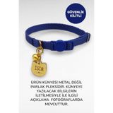 caramelos İSİMLİ KEDİ TASMASI KEDİ İSİMLİK KİŞİYE ÖZEL-EKO SERİSİ KOYU MAVİ (GOLD KÜNYE)-Tek Ebat