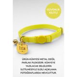 caramelos İSİMLİ KEDİ TASMASI KEDİ İSİMLİK KİŞİYE ÖZEL-EKO SERİSİ SARI (GOLD KÜNYE)-Tek Ebat