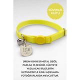 caramelos İSİMLİ KEDİ TASMASI KEDİ İSİMLİK KİŞİYE ÖZEL-EKO SERİSİ SARI (SILVER KÜNYE)-Tek Ebat