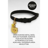 caramelos İSİMLİ KEDİ TASMASI KEDİ İSİMLİK KİŞİYE ÖZEL-EKO SERİSİ Siyah (GOLD KÜNYE)-Tek Ebat