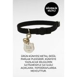caramelos İSİMLİ KEDİ TASMASI KEDİ İSİMLİK KİŞİYE ÖZEL-EKO SERİSİ Siyah (SILVER KÜNYE)-Tek Ebat