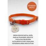 caramelos İSİMLİ KEDİ TASMASI KEDİ İSİMLİK KİŞİYE ÖZEL-EKO SERİSİ TURUNCU (SILVER KÜNYE)-Tek Ebat
