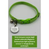 caramelos İSİMLİ KEDİ TASMASI KEDİ İSİMLİK KİŞİYE ÖZEL-EKO SERİSİ Yeşil(SILVER KÜNYE)-Tek Ebat