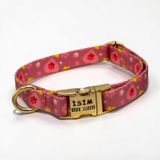Caramelos İsimli Köpek Tasması, Küçük Irk ve Yavru Köpek için, Metal Kilit, 1,5 CM (FUŞYA, SMALL)