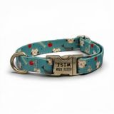 Caramelos İsimli Köpek Tasması, Küçük Irk ve Yavru Köpek için, Metal Kilit, 1,5 CM (MAVİ, MEDIUM)