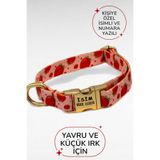 caramelos İSİMLİ KÖPEK TASMASI, YAVRU KÖPEK TASMASI, KÜÇÜK IRK KÖPEK TASMASI, METAL KİLİT, 1,5 CM DESEN 3-S