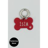 caramelos KİŞİYE ÖZEL KÖPEK İSİMLİ KÜNYE- METAL- PASLANMAZ, KARARMAZ-KÖPEK İSİMLİK-TASMA Kırmızı-Tek Ebat