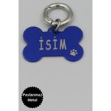 caramelos KİŞİYE ÖZEL KÖPEK İSİMLİ KÜNYE- METAL- PASLANMAZ, KARARMAZ-KÖPEK İSİMLİK-TASMA Mavi-Tek Ebat