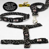 Caramelos Köpek Tasma Seti Kişiye Özel Isimli Tasma, H Tipi Tasma ,gövde Boyun Gezdirme Tasması, Köpek Künye - Siyah