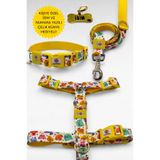 caramelos, KÖPEK TASMA SETİ KİŞİYE ÖZEL İSİMLİ TASMA, H TİPİ TASMA,GÖVDE BOYUN GEZDİRME TASMASI, KÖPEK KÜNYE Çok Renkli-L