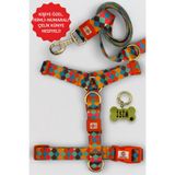 caramelos KÖPEK TASMA SETİ KİŞİYE ÖZEL İSİMLİ TASMA, H TİPİ TASMA,GÖVDE+GEZDİRME TASMASI, KÖPEK KÜNYE DESEN 12-L