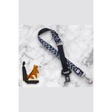 CARAMELOS Köpek ve Kedi Araç Emniyet Kemeri, Anti-Shock Orta Bölüm, Metal Ayar Tokalı, Siyah Geometrik Desenli