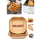Carat Home 100 Adet Airfryer Pişirme Kağıdı Hava Fritözü Kare Model Pişirme Kağıdı Airfryer Yağsız Firitöz