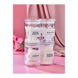 Carat Home 4'lü Şeffaf Kapaklı Akrilik Diş Ipi & Kulak Pamuğu & Pamuk & Makyaj Pamuğu Banyo Seti