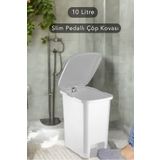 Carat Home Slim Pedallı Banyo Mutfak Çöp Kovası - 10 Litre - Beyaz