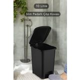 Carat Home Slim Pedallı Banyo Mutfak Çöp Kovası - 10 Litre - Siyah