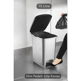 Carat Home Slim Pedallı Banyo Mutfak Çöp Kovası - 15 Litre - Antrasit