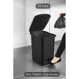 Carat Home Slim Pedallı Banyo Mutfak Çöp Kovası - 15 Litre - Siyah