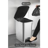 Carat Home Slim Pedallı Banyo Mutfak Çöp Kovası - 40 Litre - Antrasit