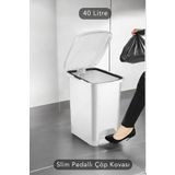 Carat Home Slim Pedallı Banyo Mutfak Çöp Kovası - 40 Litre - Beyaz