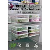 Carat Home Vakumlu %100 Sızdırmaz 4 Adet 2,5 Lt Büyük Boy Dikdörtgen Erzak Saklama Kabı Seti