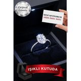 CARAT STONE 5 CARAT Işıklı kutuda kadın oval gümüş yüzük (pırlanta Işıltılı)