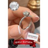 CARAT STONE Işıklı Kutuda 1 Carat Kadın Gümüş Yüzük (pırlanta Işıltılı)
