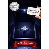 CARAT STONE Işıklı Kutuda 1 Carat Kadın Oval Gümüş Yüzük (pırlanta Işıltılı)