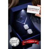 CARAT STONE IŞIKLI KUTUDA Gümüş 3 sıralı büyük model baget yüzük ve kolye