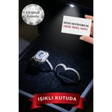 CARAT STONE Işıklı Kutusunda Pırlanta Işıltılı Gümüş Baget Yüzük Sonsuzluk Yüzük