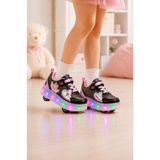 Carby Patenli Işıklı Tekerlekli Çocuk Ayakkabısı – Led, Gizlenebilir Tekerlek - Altın - 31