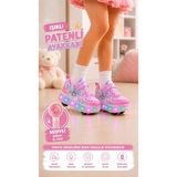 Carby Patenli Işıklı Tekerlekli Çocuk Ayakkabısı – Led, Gizlenebilir Tekerlek - Pembe - 34