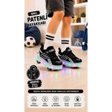 Carby Patenli Işıklı Tekerlekli Çocuk Ayakkabısı – Led, Gizlenebilir Tekerlek - Siyah - 36