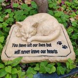 Carchistan Kedi Anıt Taşları Üstte Uyuyan Kedi Heykeli Bulunan Mezar İşaretleyicileri - Kedi Bahçe Taşları Mezar Taşları Mezarlık İşaretleyicileri Sempati Kedi Anma Hediyeleri Açık Havada, 21,5 x 17,78 x 8,9 cm