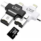 Card Reader 4in1 Type-C- Iphone Lightning-Micro USB Hafıza Kart OKUYUCU-(5775) - SPTROT4295-8632 - Siyah